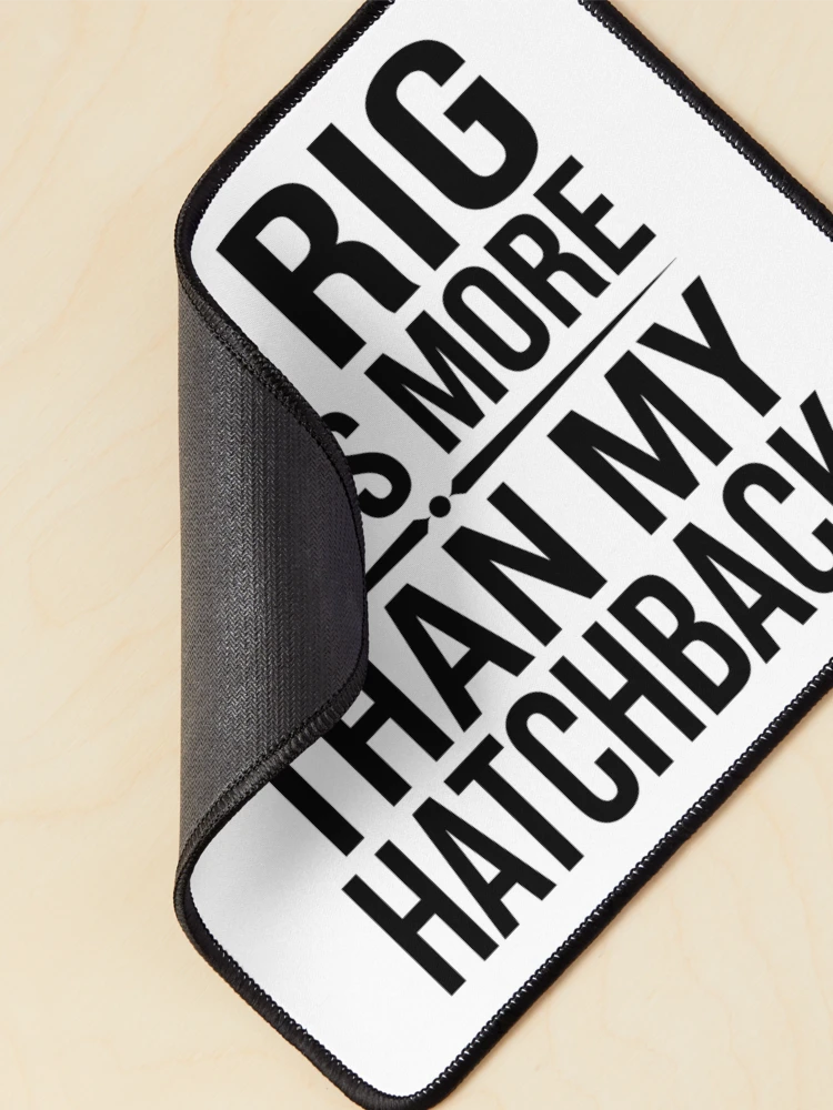 Thumbnail 2 of 5, Mouse Pad, Hatchback Vs Sim Rig Budget - Sim Racing Humor designed and sold by GarageGraphics.