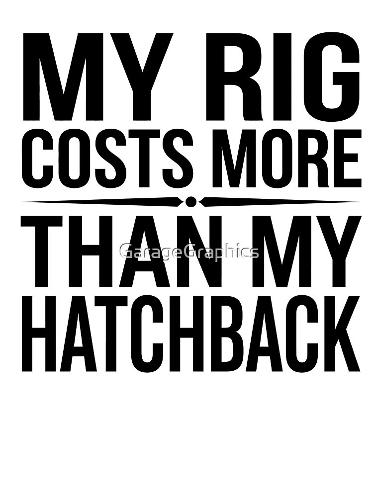 Thumbnail 4 of 4, Boxy T-Shirt, Hatchback Vs Sim Rig Budget - Sim Racing Humor designed and sold by GarageGraphics.