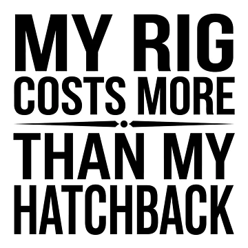 Artwork thumbnail, Hatchback Vs Sim Rig Budget - Sim Racing Humor by GarageGraphics