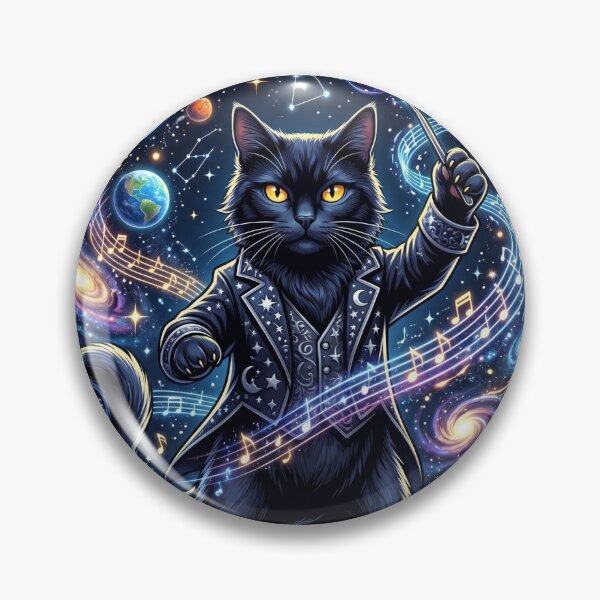 Item preview, Black Cat Conductor of Cosmic Orchestra Fantasy T-Shirt designed and sold by MERAKISL.