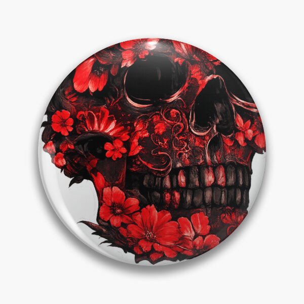 Item preview, Red Floral Sugar Skull | Gothic Day of the Dead Skull Art designed and sold by UrbanPrintVibes.
