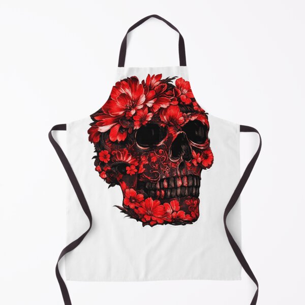 Item preview, Red Floral Sugar Skull | Gothic Day of the Dead Skull Art designed and sold by UrbanPrintVibes.