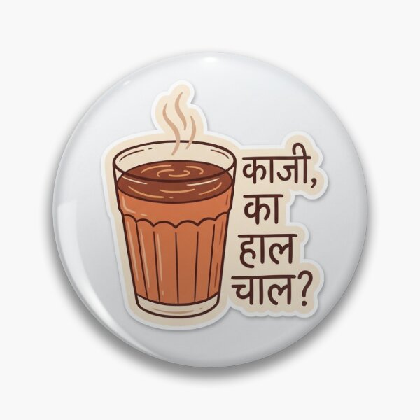 Item preview, Ka Ji Ka Haal Chaal Cutting Chai Glass Desi Sticker designed and sold by The Existential Grind.