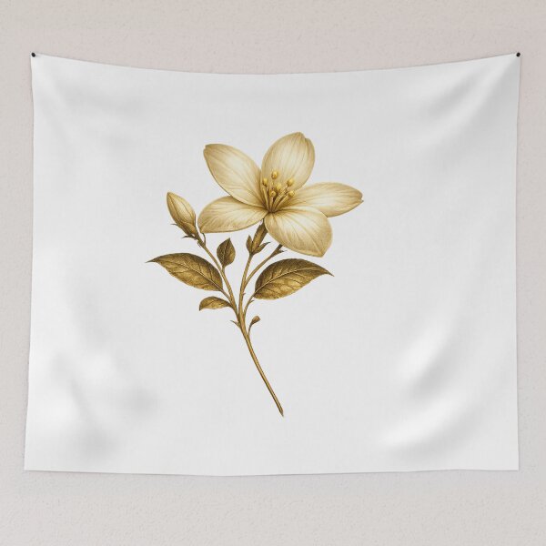 Item preview, Vintage Golden Jasmine Flower – Elegant Botanical Floral Illustration designed and sold by Joyfulfabric.