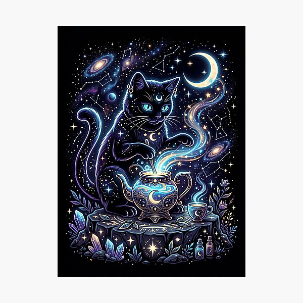 Item preview, Black Cat Surrounded by Floating Magic Candles T-Shirt designed and sold by MERAKISL.