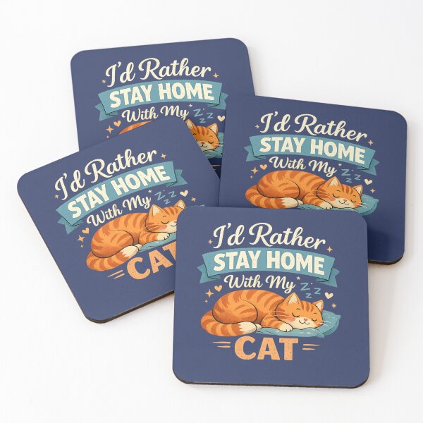 Item preview, I'd Rather Stay Home With My Cat Cute Sleeping Tabby Cat Lover Design designed and sold by MimiSabu.