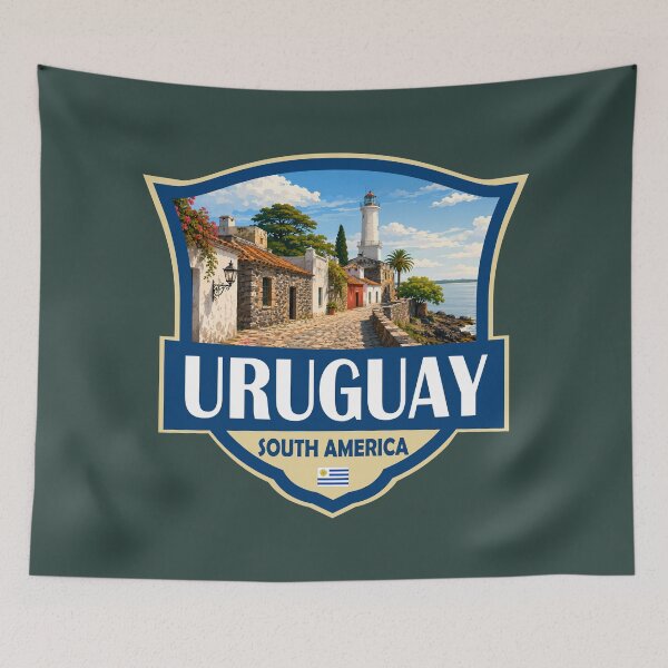 Item preview, Uruguay Illustration Retro Badge designed and sold by KrisSidDesigns.