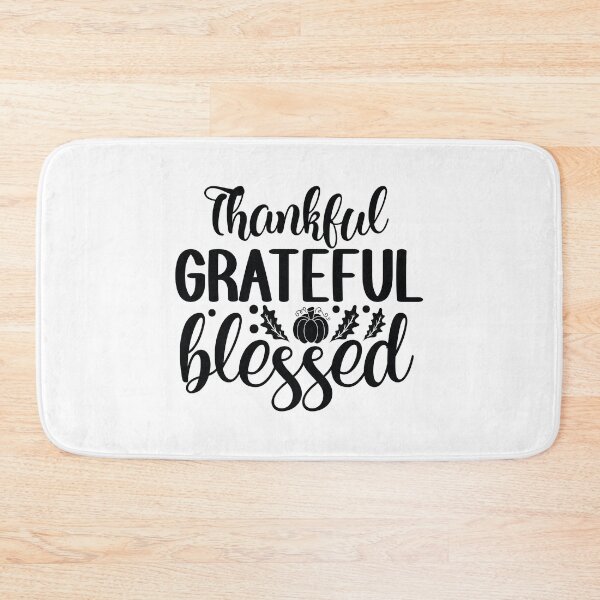 Item preview, Thankful Grateful Blessed - Cute Autumn Fall Leaves Orange Pumpkin Cozy Warm Thanksgiving Faith Gift designed and sold by FuzionRaptor.