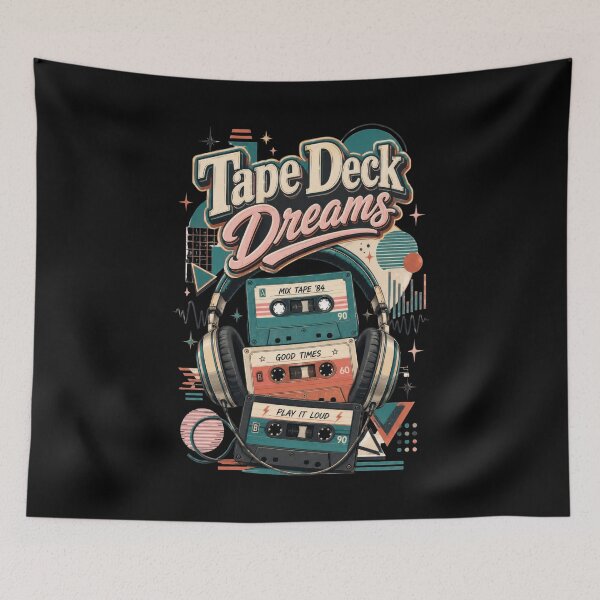 Item preview, Tape Deck Dreams Retro Cassette And Headphones designed and sold by Sketchlegacy.