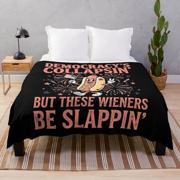 Item preview, Democracy’s Collapsin’ But These Wieners Be Slappin’ | Funny 4th of July Hot Dog Shirt designed and sold by ArcaneArtistry.