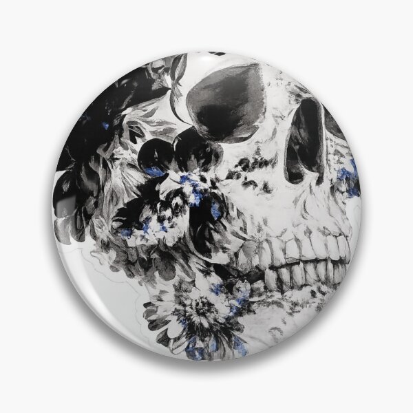 Item preview, Monochrome Floral Skull | Gothic Skull Art designed and sold by UrbanPrintVibes.