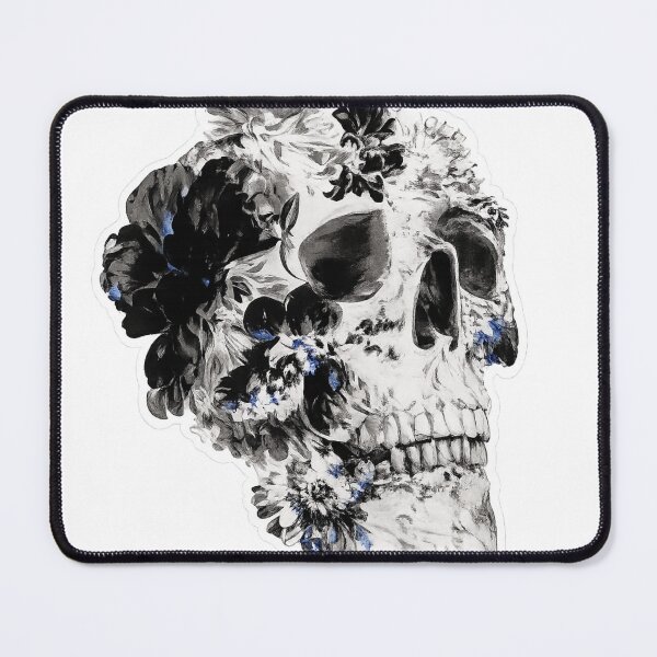 Item preview, Monochrome Floral Skull | Gothic Skull Art designed and sold by UrbanPrintVibes.