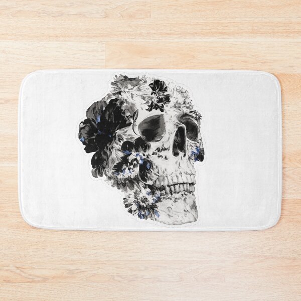 Item preview, Monochrome Floral Skull | Gothic Skull Art designed and sold by UrbanPrintVibes.
