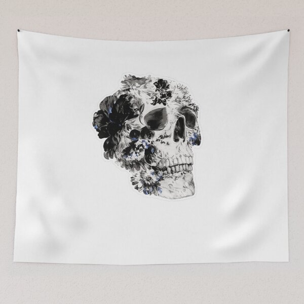 Item preview, Monochrome Floral Skull | Gothic Skull Art designed and sold by UrbanPrintVibes.