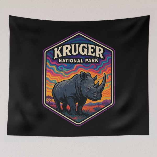 Item preview, Kruger National Park Rhinoceros Trippy Art Travel designed and sold by TomFrontierArt.