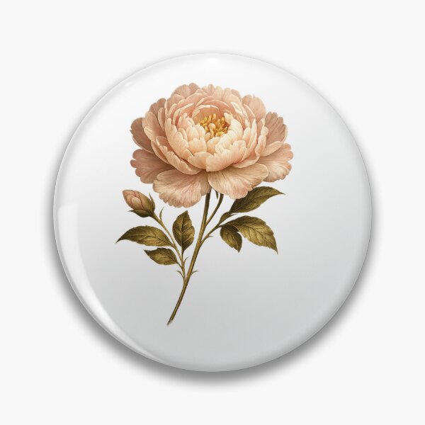 Item preview, Vintage Pink Peony Blossom – Elegant Botanical Floral Illustration designed and sold by Joyfulfabric.