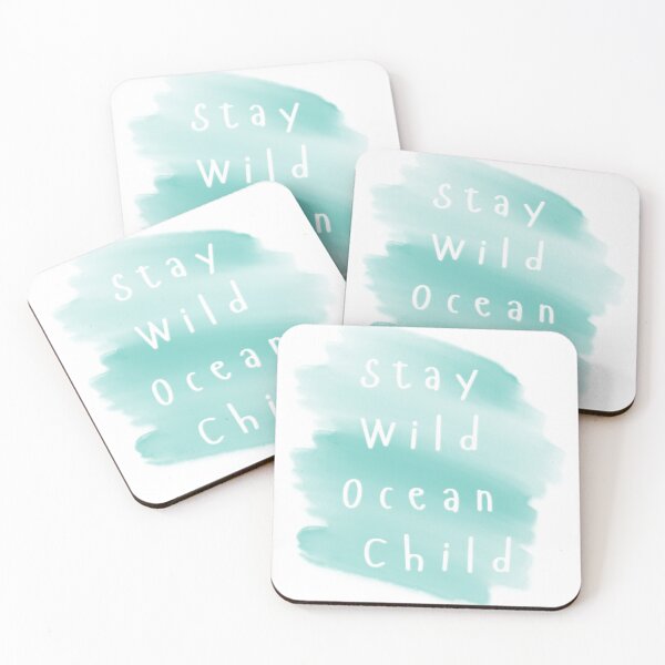 Item preview, Stay Wild Ocean Child – Teal Watercolor Brush Typography Art designed and sold by DonnaRaine.