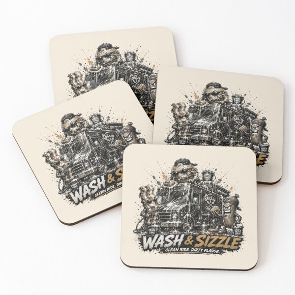 Item preview, Wash & Sizzle - Funny BBQ Food Truck Car Wash Crew designed and sold by BlackSector77.