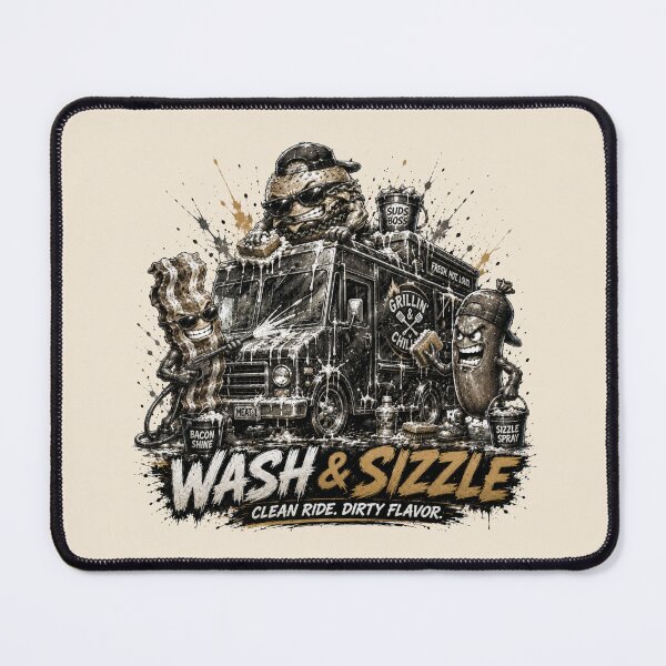 Item preview, Wash & Sizzle - Funny BBQ Food Truck Car Wash Crew designed and sold by BlackSector77.