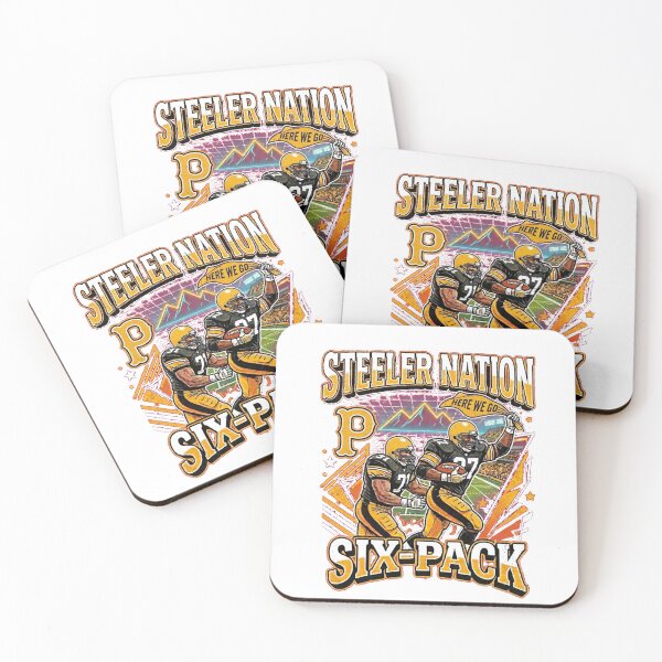 Item preview, Steeler Nation Six-Pack – Retro Black and Gold Football designed and sold by AMSPHY.