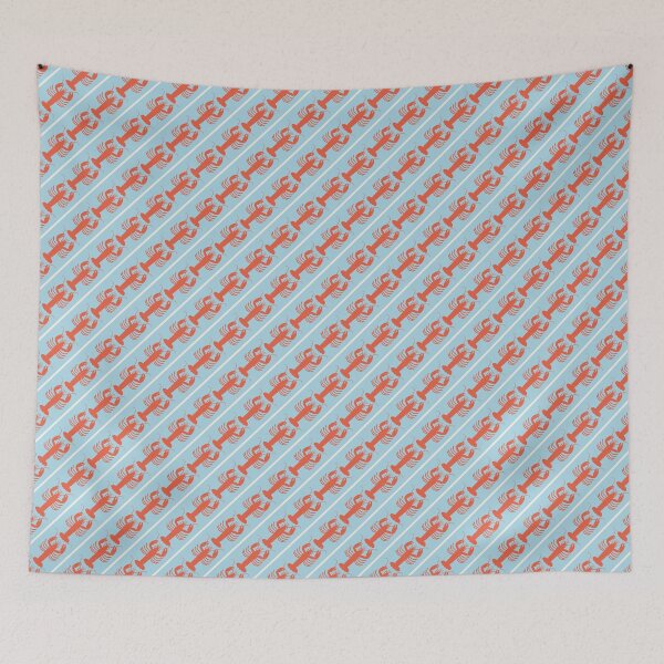 Item preview, Coastal Lobster Stripes Diagonal Pattern in Light Blue and Orange designed and sold by kierkegaard.