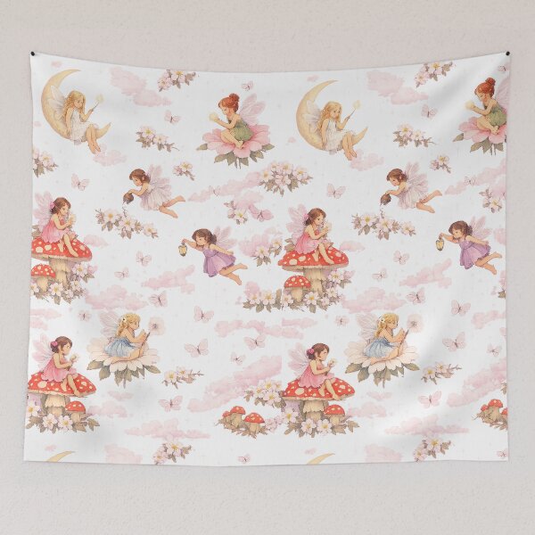 Item preview, Enchanting Fairy Garden Night Sky Pattern – Whimsical Fairy Blossom Fantasy Art Print designed and sold by Hookesmode.