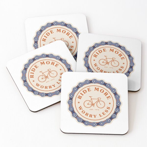 Item preview, Ride More Worry Less Bike Chain Badge | Vintage Cycling Bicycle Enthusiast Design designed and sold by ArcticFoxStudio.