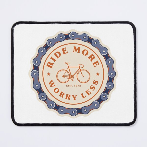 Item preview, Ride More Worry Less Bike Chain Badge | Vintage Cycling Bicycle Enthusiast Design designed and sold by ArcticFoxStudio.