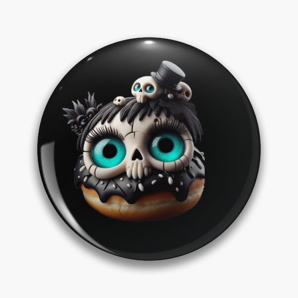 Item preview, Cosmic Coffeehouse Gothic Skull Donut with Teal Galaxy Eyes designed and sold by LujziWorld.