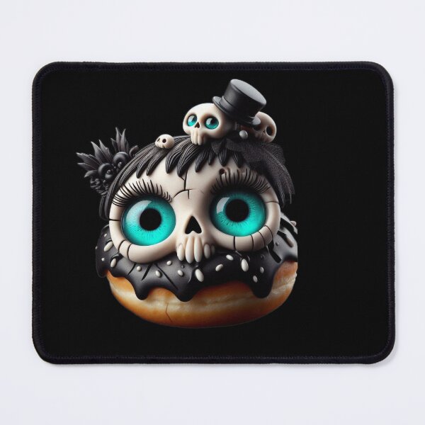 Item preview, Cosmic Coffeehouse Gothic Skull Donut with Teal Galaxy Eyes designed and sold by LujziWorld.