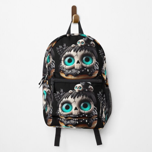 Item preview, Cosmic Coffeehouse Gothic Skull Donut with Teal Galaxy Eyes designed and sold by LujziWorld.