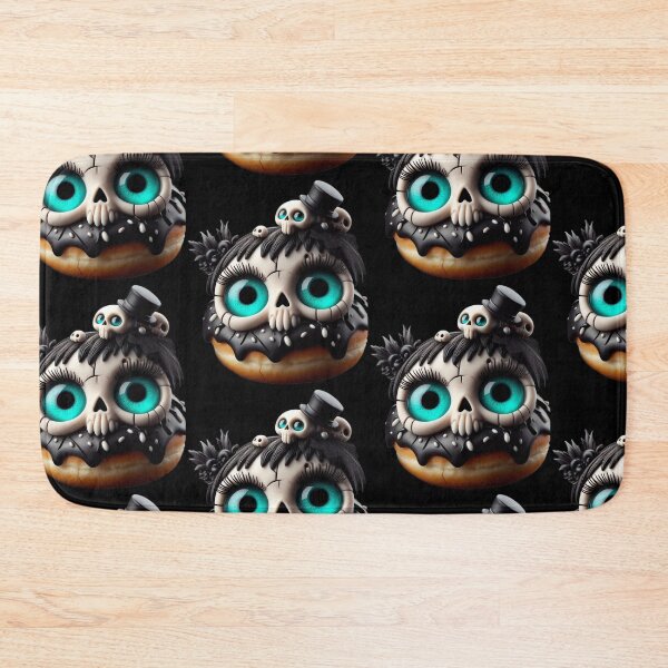 Item preview, Cosmic Coffeehouse Gothic Skull Donut with Teal Galaxy Eyes designed and sold by LujziWorld.