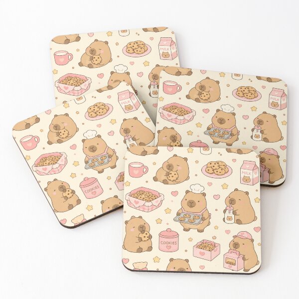 Item preview, Cute Capybara Cookie Club Pattern designed and sold by Soft Berry Studio.
