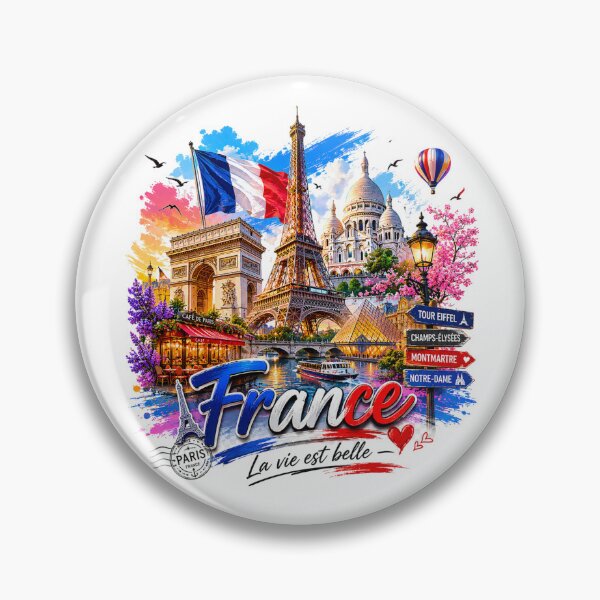 Item preview, France Landmarks Vintage Travel Poster | Eiffel Tower & Paris Skyline designed and sold by Newthingzy.