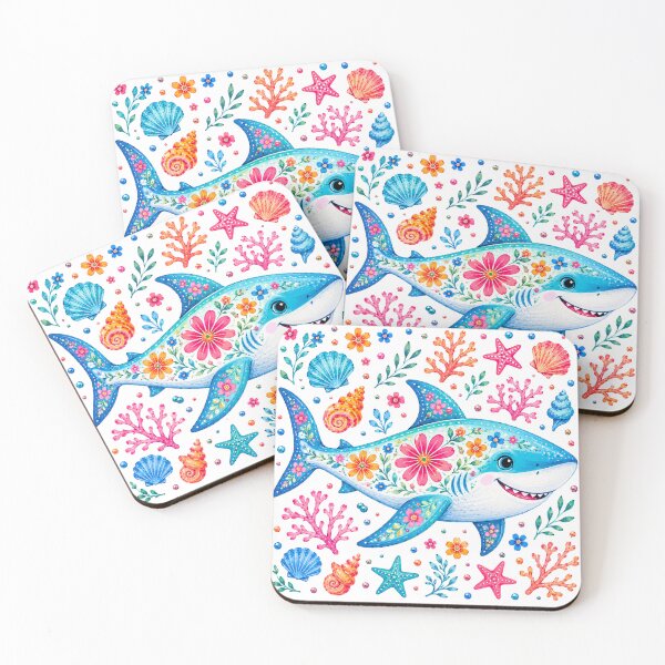 Item preview, Whimsical Floral Shark Ocean Design designed and sold by Ioanna-Studio.