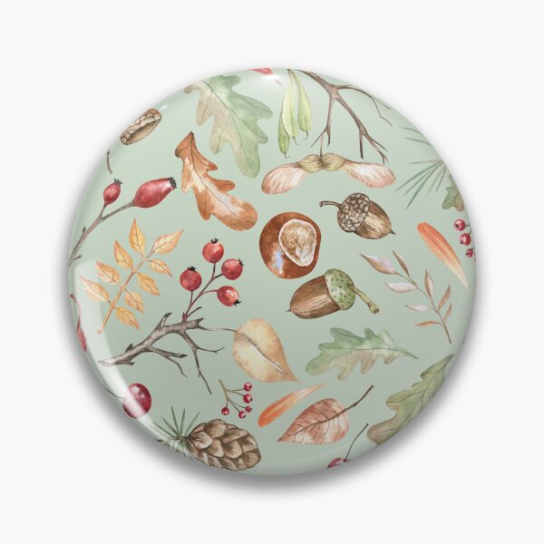 Item preview, Forest Themed Autumn Pattern on Green designed and sold by Flowersforbear.