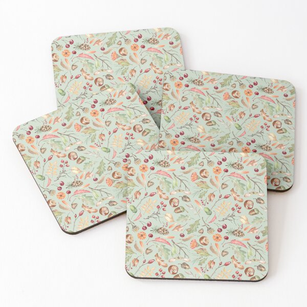 Item preview, Forest Themed Autumn Pattern on Green designed and sold by Flowersforbear.