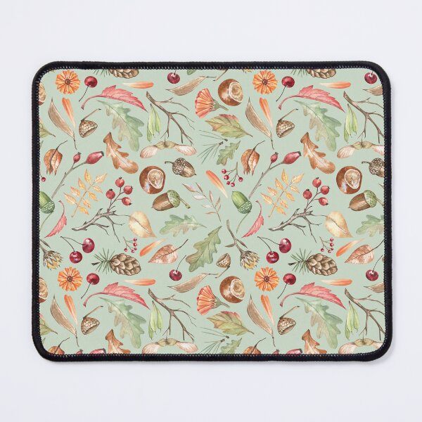 Item preview, Forest Themed Autumn Pattern on Green designed and sold by Flowersforbear.