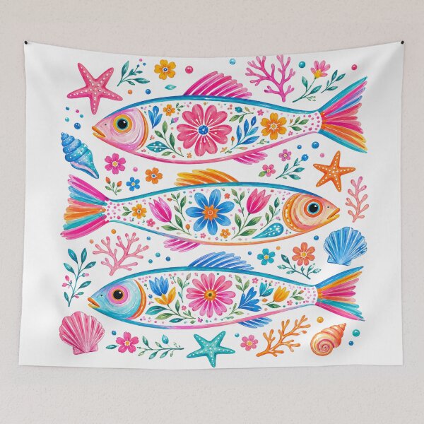 Item preview, Colorful Floral Fish Coastal Design designed and sold by Ioanna-Studio.