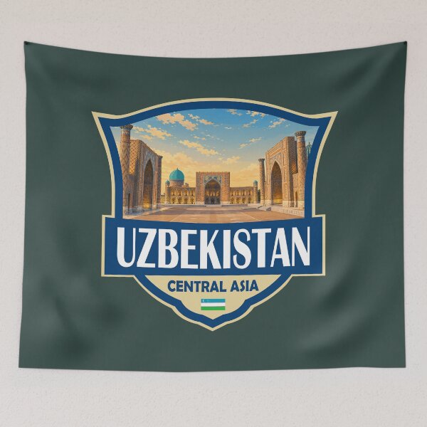 Item preview, Uzbekistan Illustration Retro Badge designed and sold by KrisSidDesigns.
