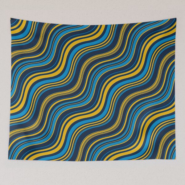 Item preview, Groovy Wavy Stripe Pattern | Navy Blue Gold Retro Seamless Abstract designed and sold by Dino-Lune.