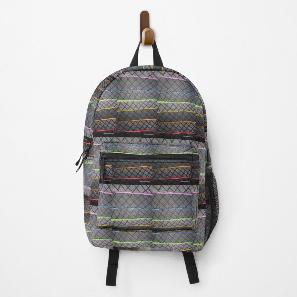 Item preview, Grey rainbow stripes with diagonal grid designed and sold by DancingCreek.