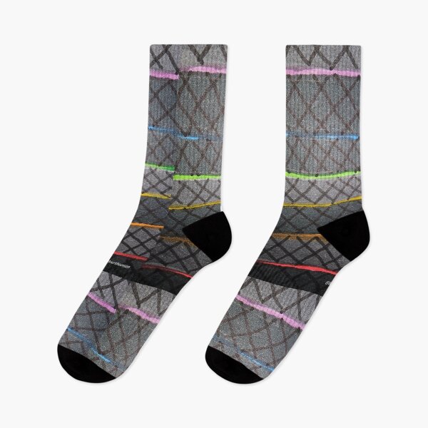 Item preview, Grey rainbow stripes with diagonal grid  designed and sold by DancingCreek.