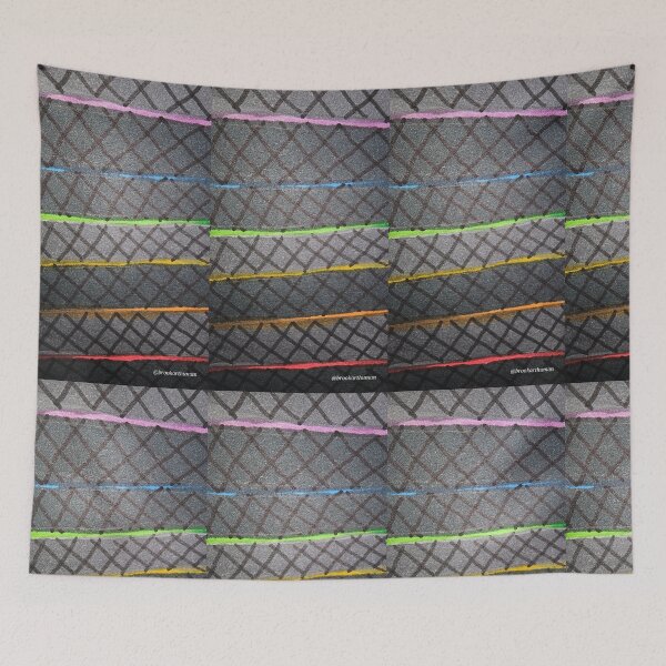 Item preview, Grey rainbow stripes with diagonal grid  designed and sold by DancingCreek.