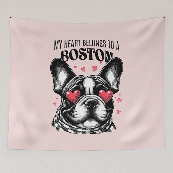 Item preview, My Heart Belongs to Boston French Bulldog | Cute Boston Terrier Love Design designed and sold by Sachie's Studio.