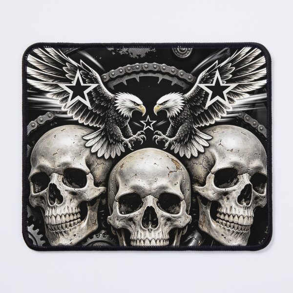 Item preview, Three Skulls with Eagles and Gears – Biker Art designed and sold by wojtas90.
