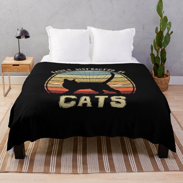 Item preview, Easily Distracted By Cats Retro Sunset Feline designed and sold by marke770.