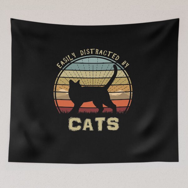 Item preview, Easily Distracted By Cats Retro Sunset Feline designed and sold by marke770.