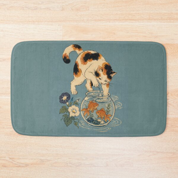 Item preview, Calico Cat & Goldfish Bowl - Japanese Ukiyo-e Woodblock Cat Art designed and sold by Planthem.