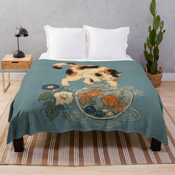 Item preview, Calico Cat & Goldfish Bowl - Japanese Ukiyo-e Woodblock Cat Art designed and sold by Planthem.